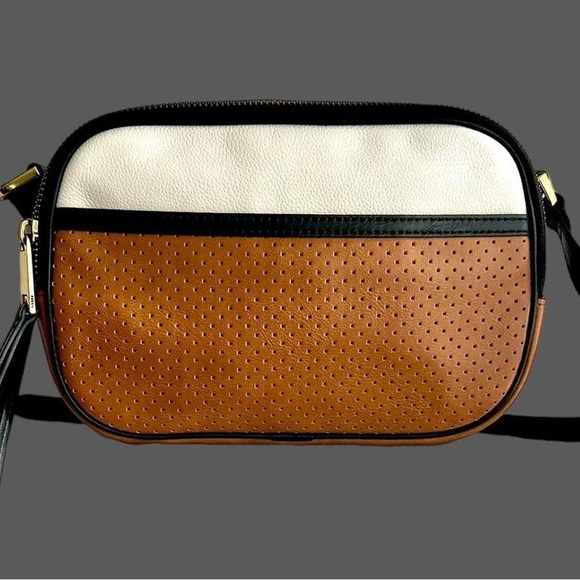 Fossil leather double zipper camera crossbody / shoulder bag - Picture 6 of 8